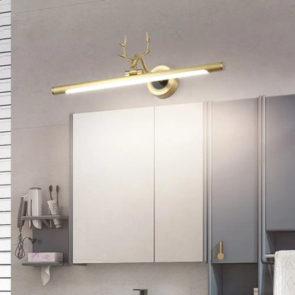DecorBites™ Gold Metal LED Bathroom Vanity Light with Antler Deco