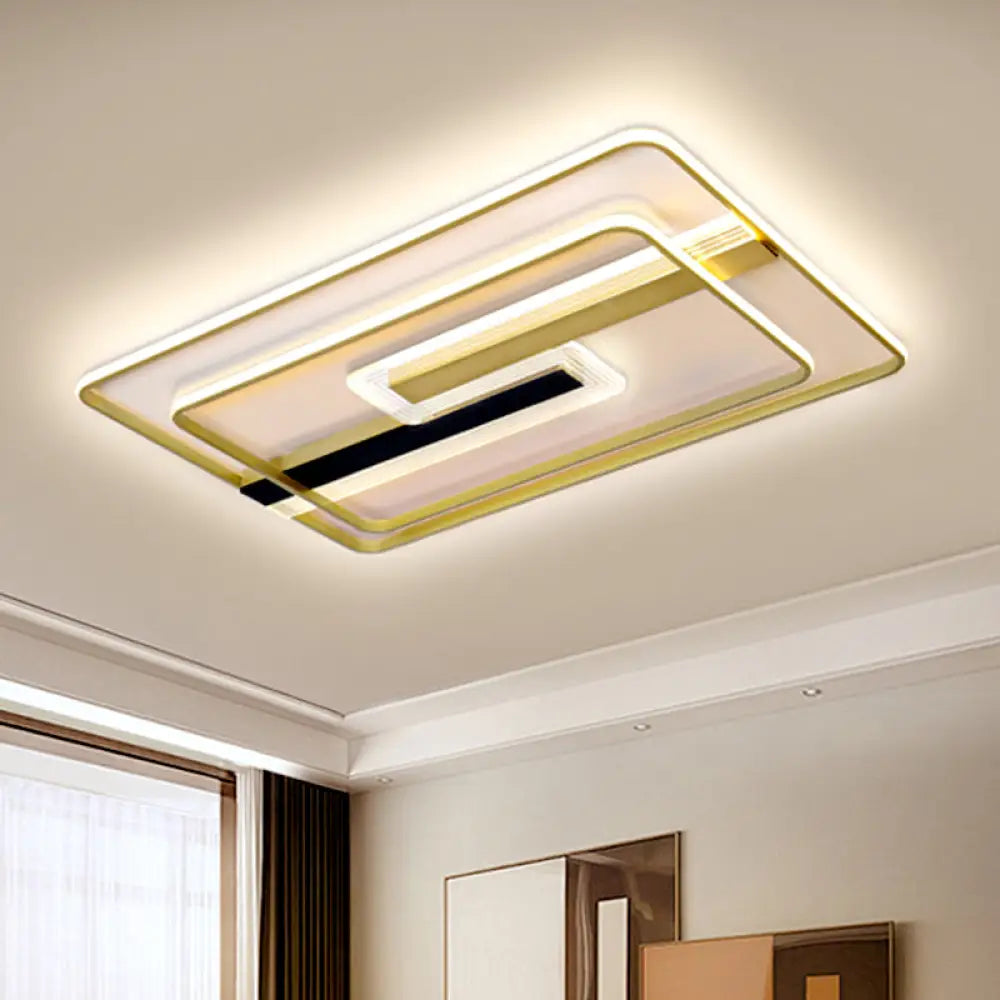 DecorBites™ DecorBites™ Gold Metal LED Flush Mount Ceiling Lamp for Contemporary Sitting Room with Warm/White Light