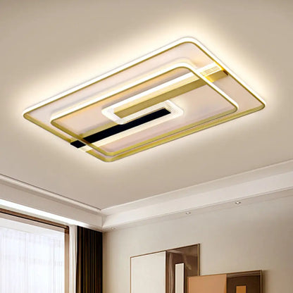 DecorBites™ DecorBites™ Gold Metal LED Flush Mount Ceiling Lamp for Contemporary Sitting Room with Warm/White Light