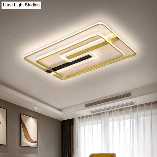 DecorBites™ DecorBites™ Gold Metal LED Flush Mount Ceiling Lamp for Contemporary Sitting Room with Warm/White Light
