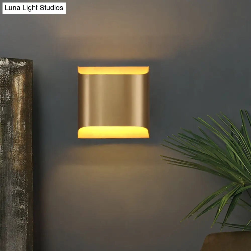 DecorBites™ Gold Metal LED Wall Light with Modern Cut Geometry – Ideal for Bedside Ambiance