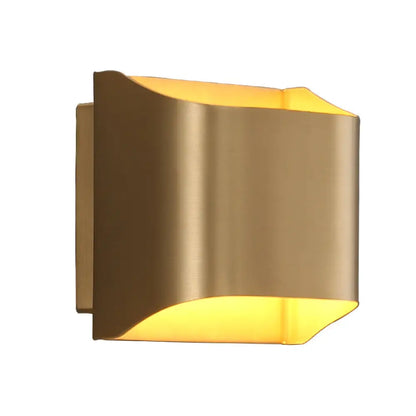 DecorBites™ Gold Metal LED Wall Light with Modern Cut Geometry – Ideal for Bedside Ambiance