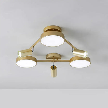 DecorBites™ DecorBites™ Gold Metal Round Ceiling Light Fixture with 6 Heads - Contemporary Semi-Flush Mount for Bedroom
