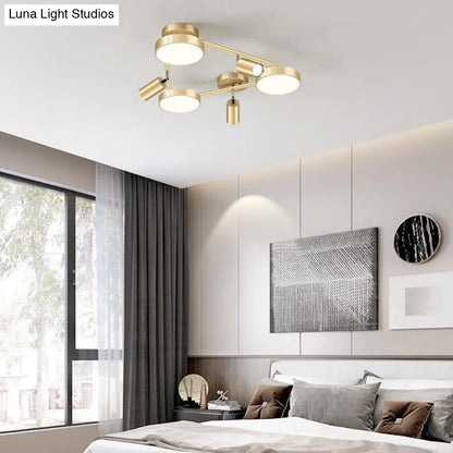 DecorBites™ DecorBites™ Gold Metal Round Ceiling Light Fixture with 6 Heads - Contemporary Semi-Flush Mount for Bedroom