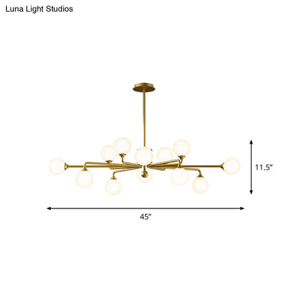 DecorBites™ Gold Metal Sputnik Pendant Lighting with White Glass Shades - Modernize Your Living Room with 6/9/12 Heads
