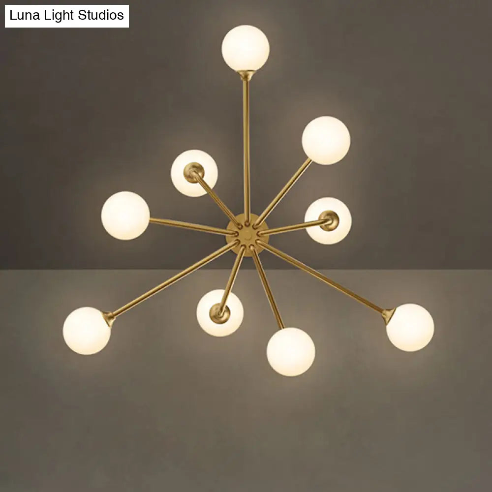 DecorBites™ Gold Metal Sputnik Pendant Lighting with White Glass Shades - Modernize Your Living Room with 6/9/12 Heads