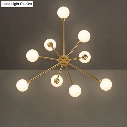DecorBites™ Gold Metal Sputnik Pendant Lighting with White Glass Shades - Modernize Your Living Room with 6/9/12 Heads