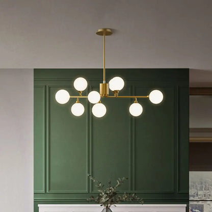 DecorBites™ Gold Metal Sputnik Pendant Lighting with White Glass Shades - Modernize Your Living Room with 6/9/12 Heads