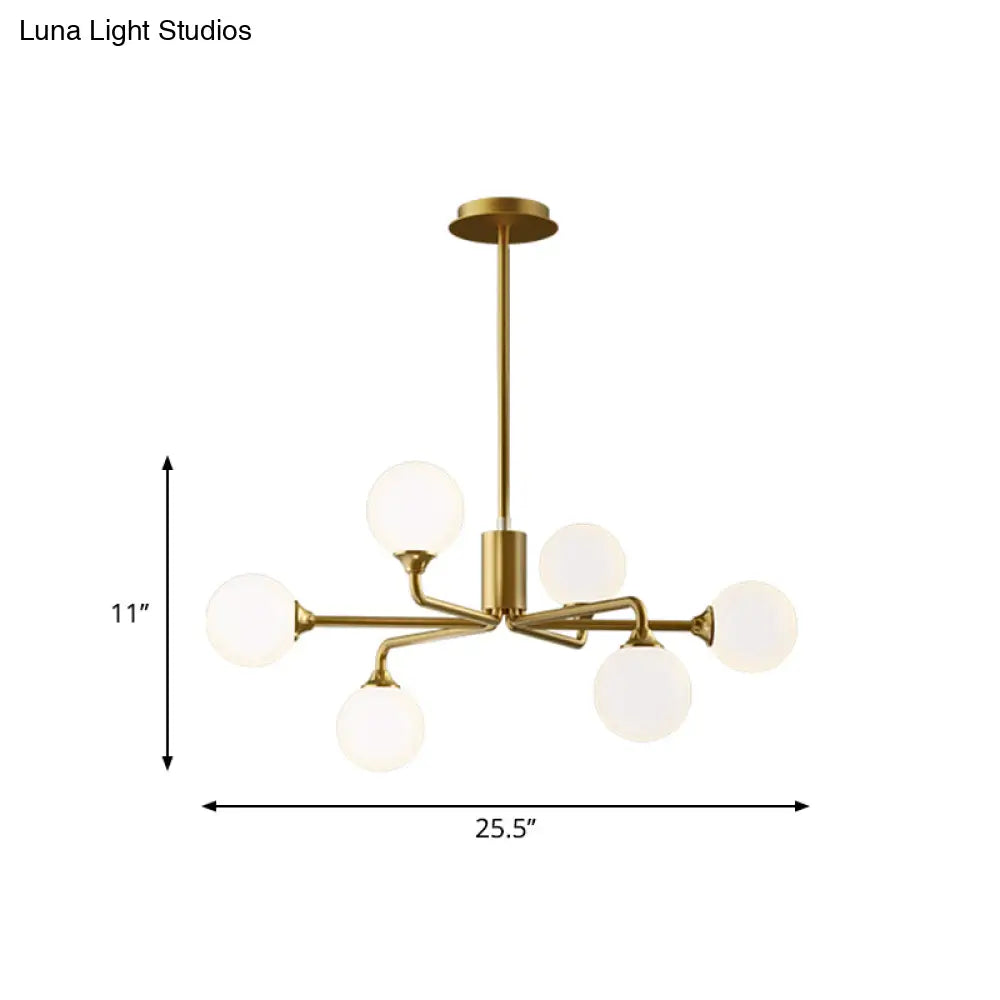 DecorBites™ Gold Metal Sputnik Pendant Lighting with White Glass Shades - Modernize Your Living Room with 6/9/12 Heads