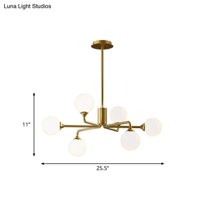DecorBites™ Gold Metal Sputnik Pendant Lighting with White Glass Shades - Modernize Your Living Room with 6/9/12 Heads