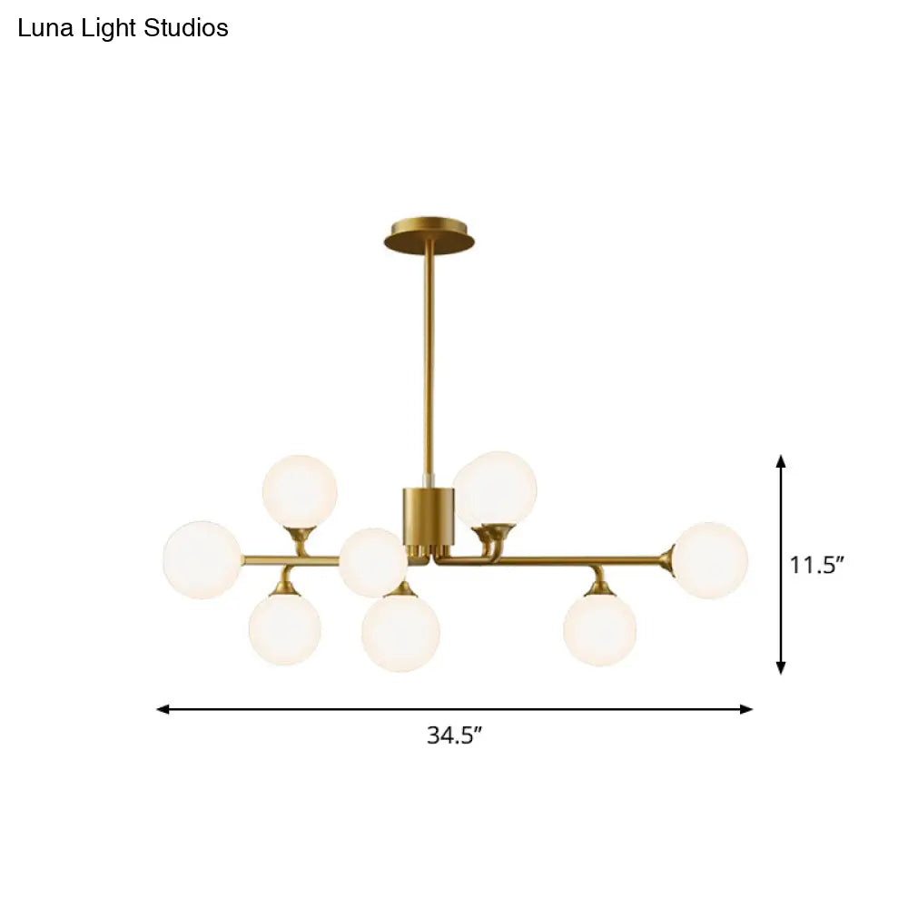 DecorBites™ Gold Metal Sputnik Pendant Lighting with White Glass Shades - Modernize Your Living Room with 6/9/12 Heads