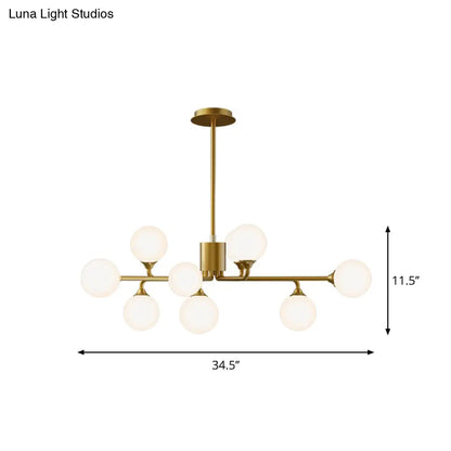 DecorBites™ Gold Metal Sputnik Pendant Lighting with White Glass Shades - Modernize Your Living Room with 6/9/12 Heads
