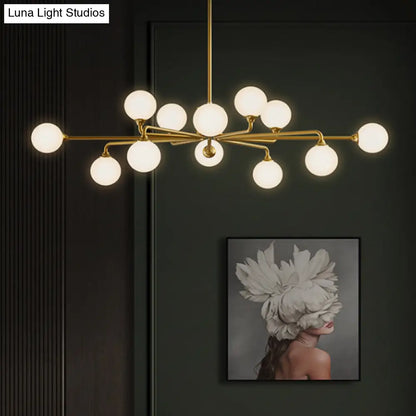 DecorBites™ Gold Metal Sputnik Pendant Lighting with White Glass Shades - Modernize Your Living Room with 6/9/12 Heads