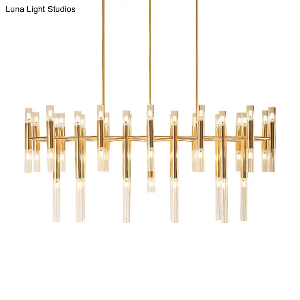 DecorBites™ Gold Metal Tubular LED Island Pendant - Modern 54-Light Ceiling Drop Light for Dining Room