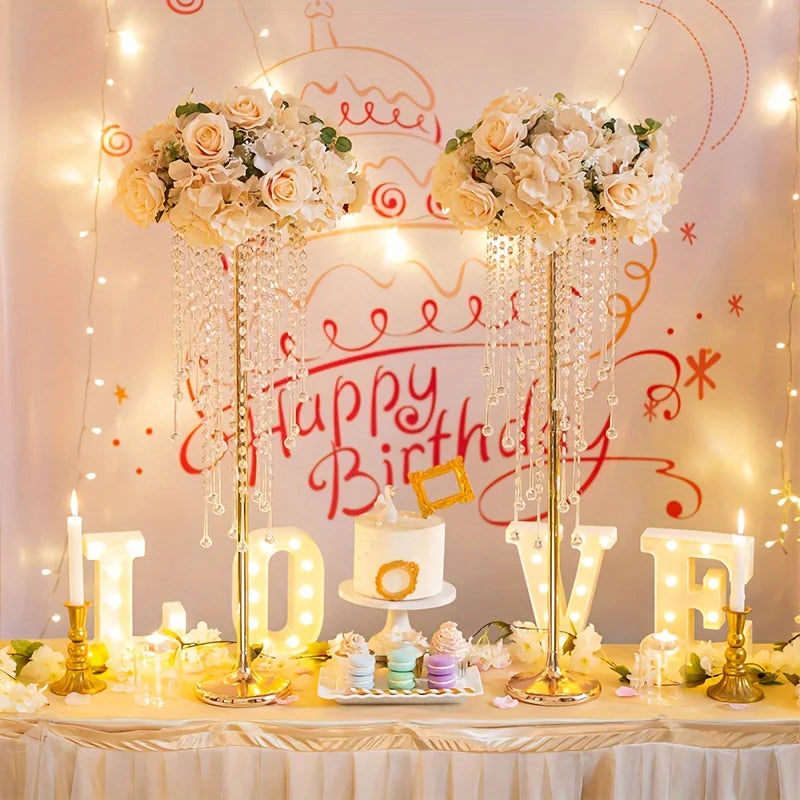 Gold Metal Vases Set Elegant 29.6’’ Height