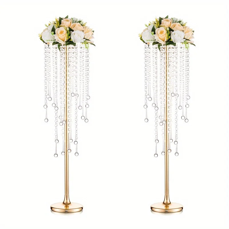 Gold Metal Vases Set Elegant 29.6’’ Height