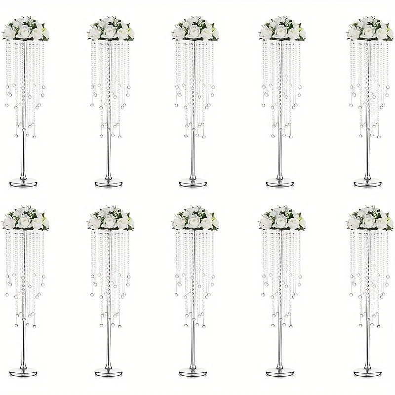 Gold Metal Vases Set Elegant 29.6’’ Height - Silver-10pcs / United States - Vase