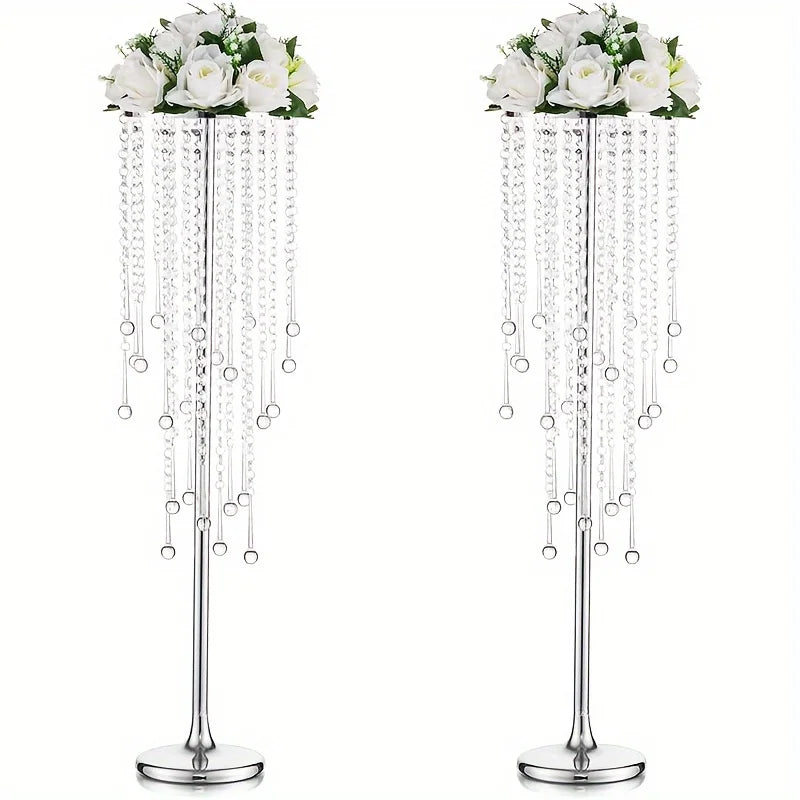 Gold Metal Vases Set Elegant 29.6’’ Height - Silver-2pcs / United States - Vase