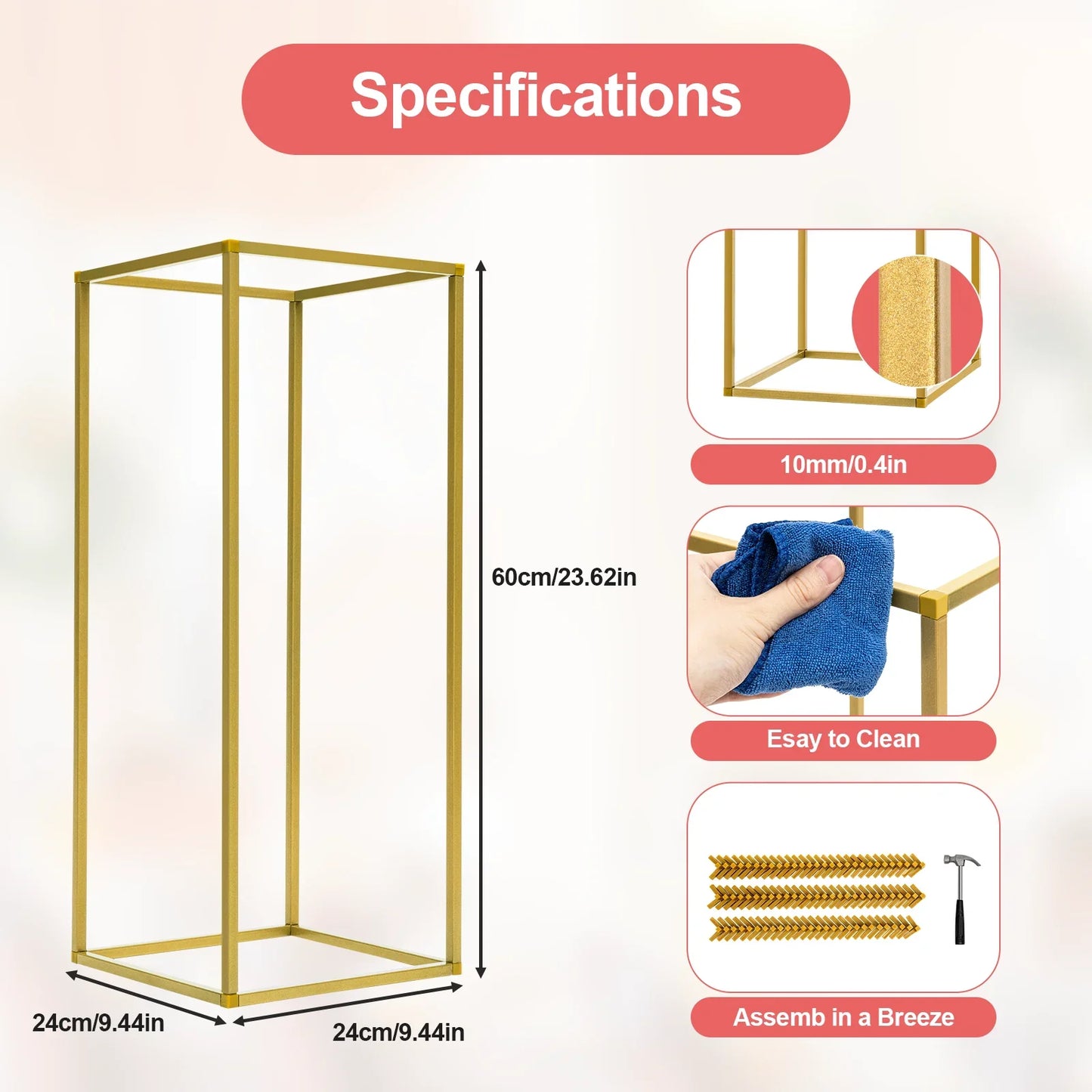 Gold Metal Wedding Flower Stand Set