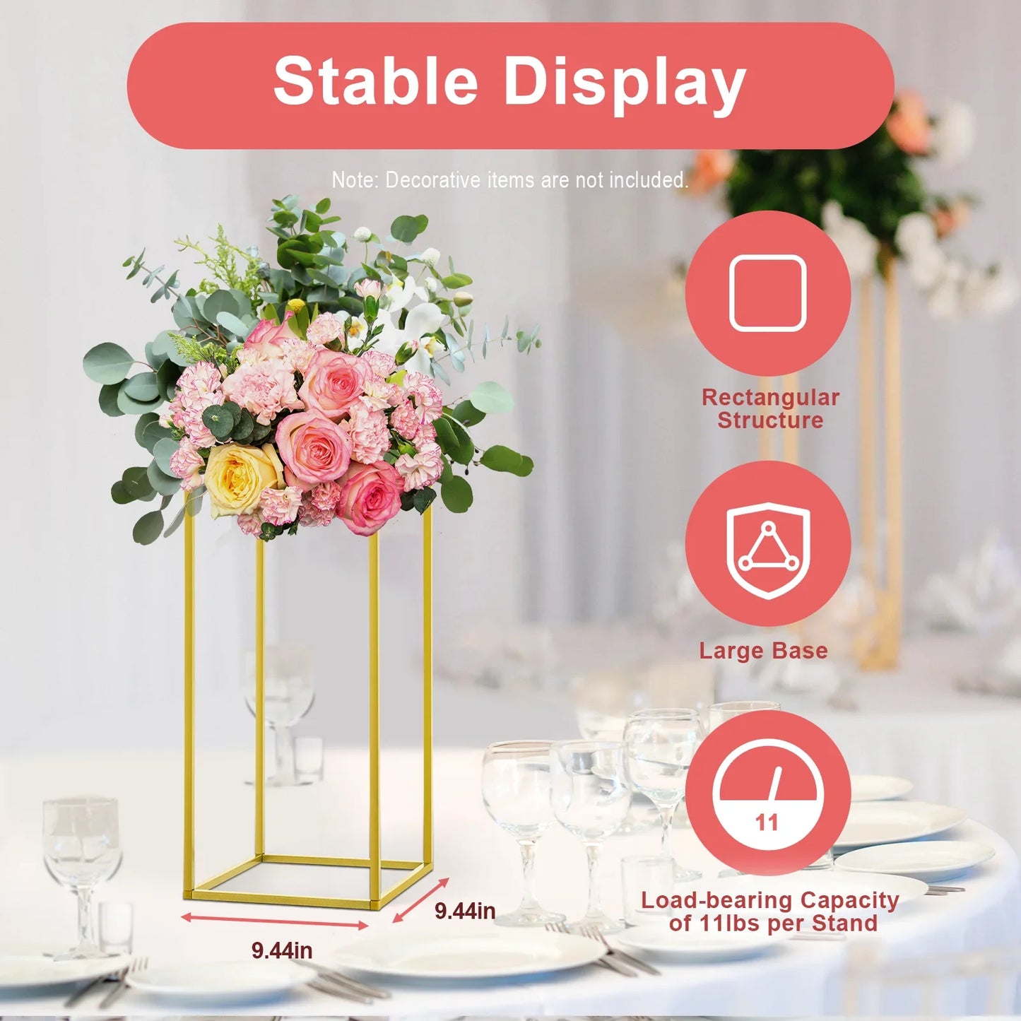 Gold Metal Wedding Flower Stand Set