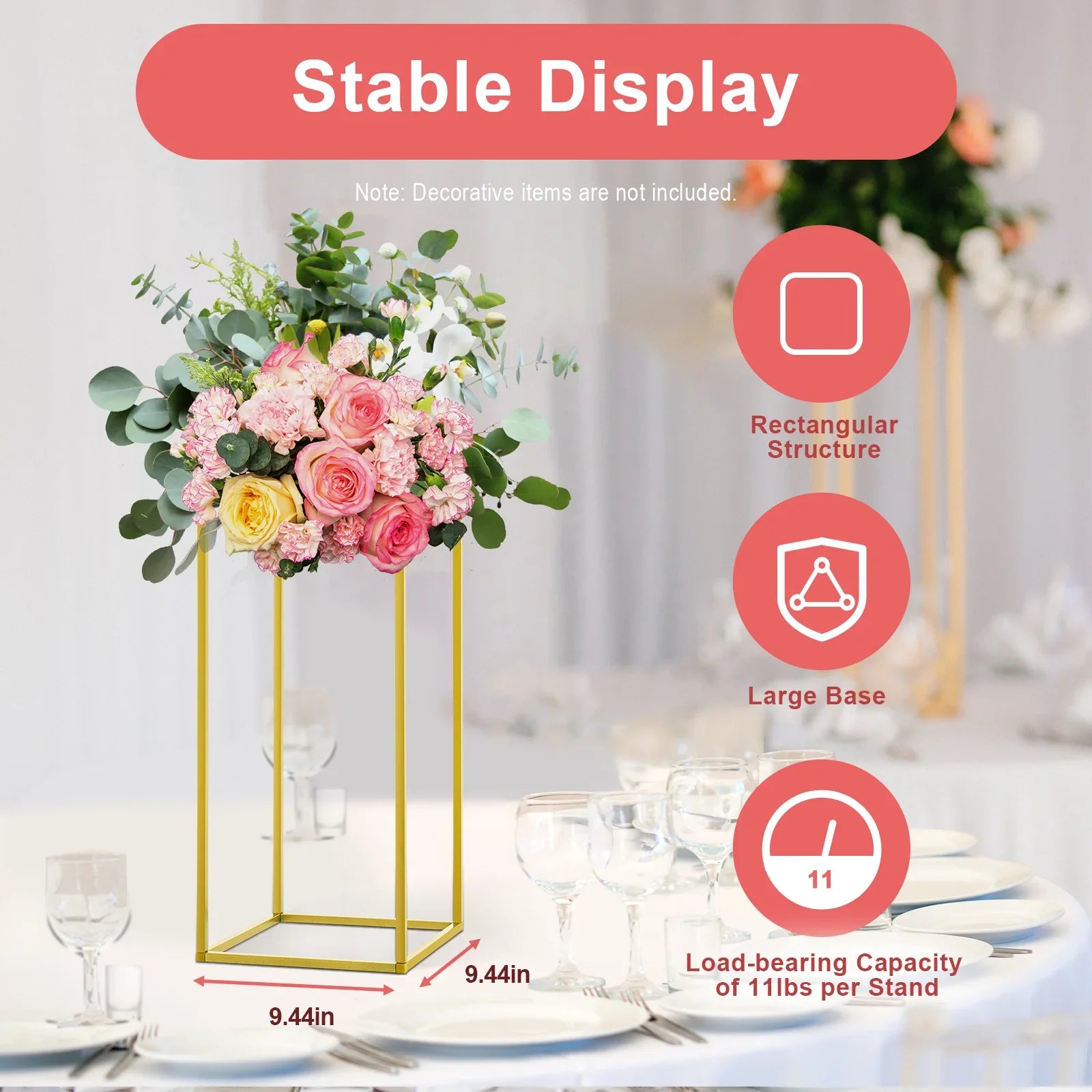 Gold Metal Wedding Flower Stand Set