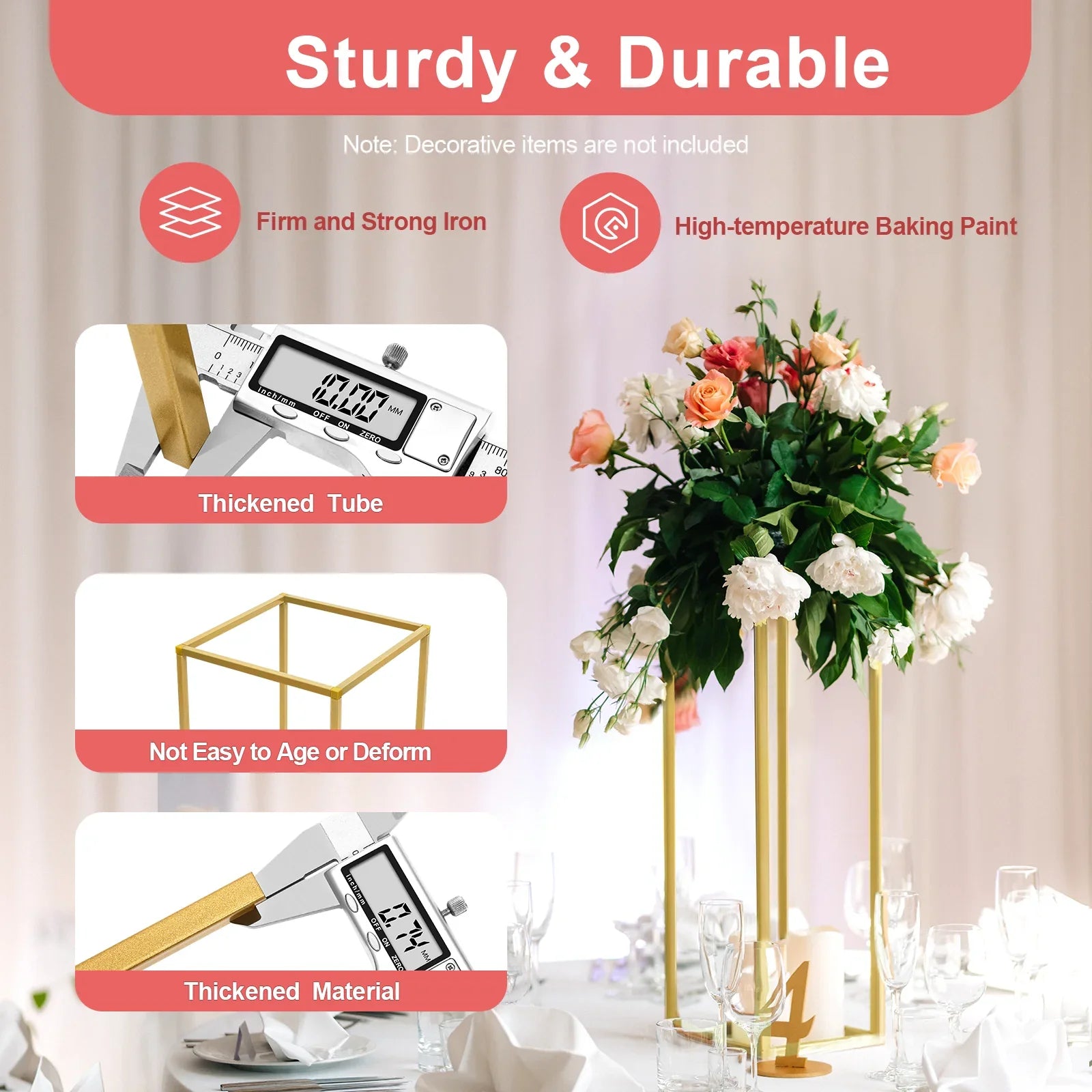 Gold Metal Wedding Flower Stand Set