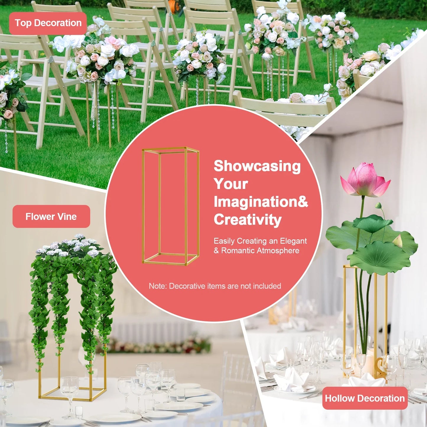 Gold Metal Wedding Flower Stand Set