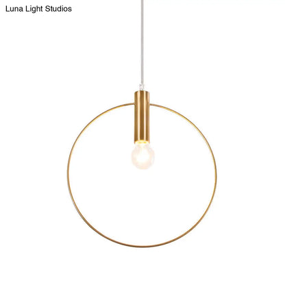 Gold Metallic Bedroom Suspension Lamp with Simple Tube Down Lighting