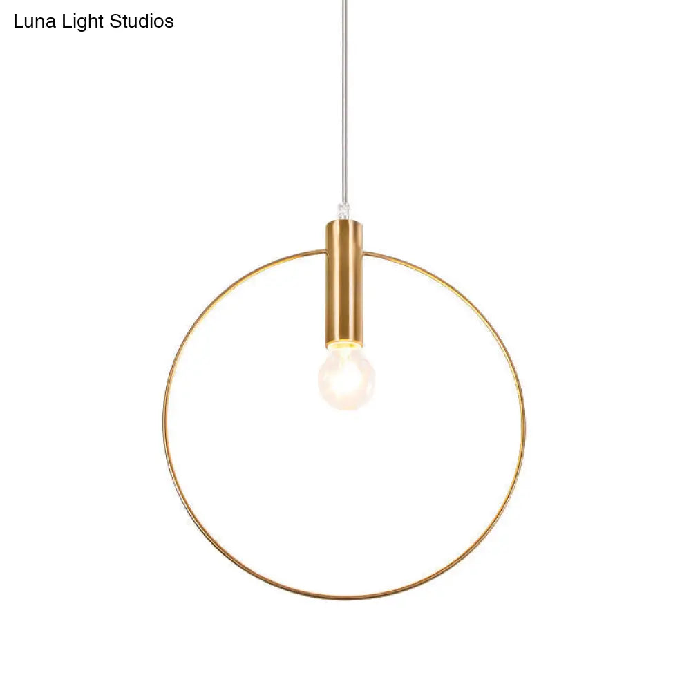 Gold Metallic Bedroom Suspension Lamp with Simple Tube Down Lighting