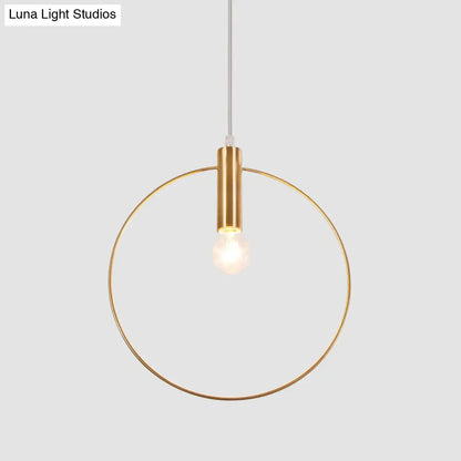 Gold Metallic Bedroom Suspension Lamp with Simple Tube Down Lighting