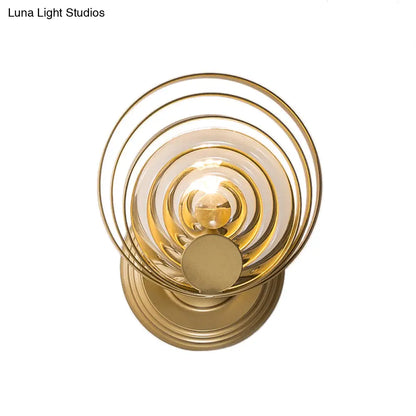 DecorBites™ Gold Metallic Circular Ripple Glass Wall Light for Modern Living Room - 1/2 Light Fixture