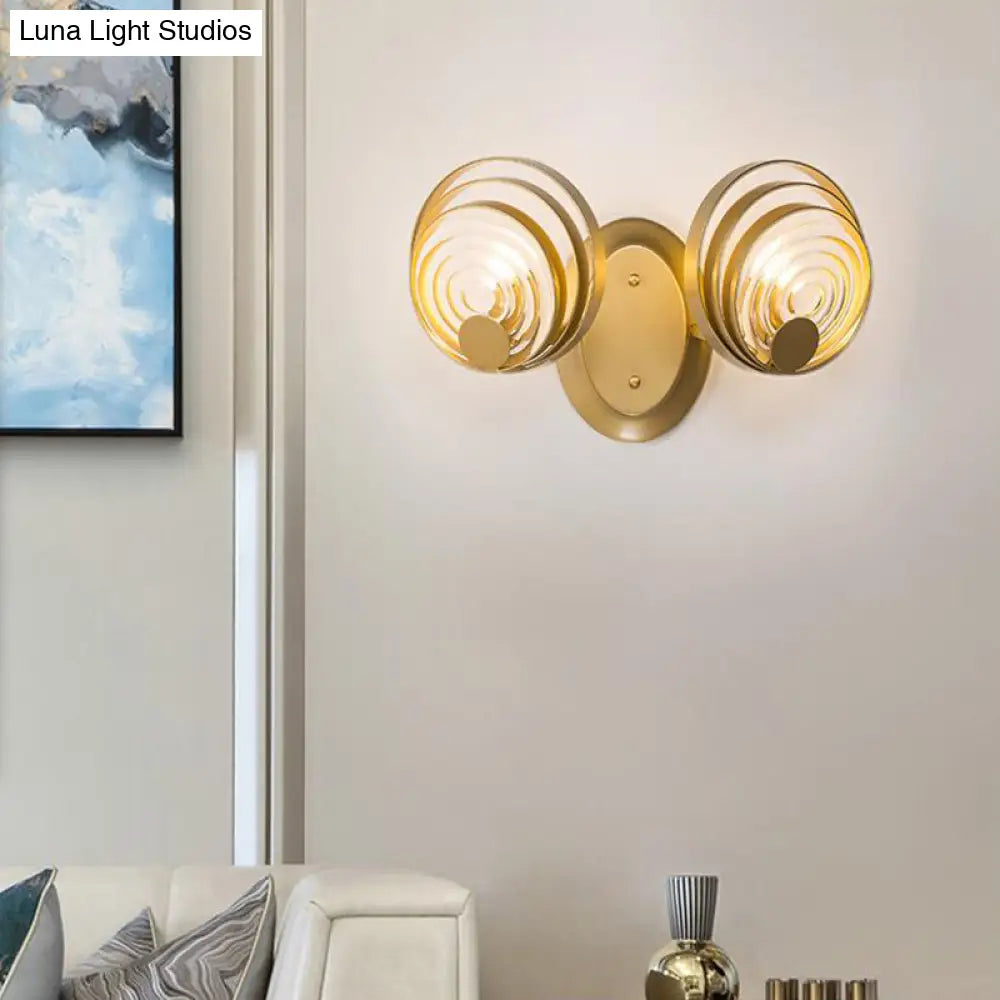 DecorBites™ Gold Metallic Circular Ripple Glass Wall Light for Modern Living Room - 1/2 Light Fixture