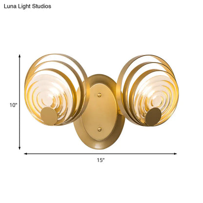 DecorBites™ Gold Metallic Circular Ripple Glass Wall Light for Modern Living Room - 1/2 Light Fixture
