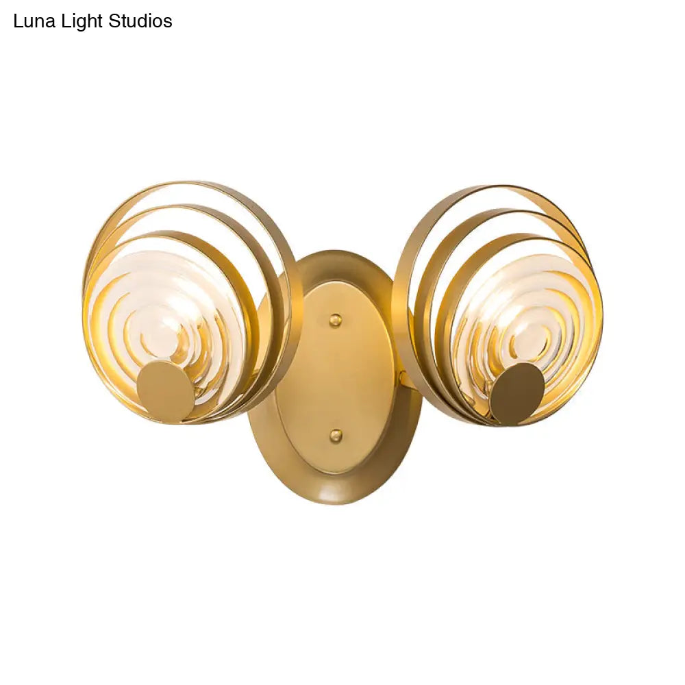 DecorBites™ Gold Metallic Circular Ripple Glass Wall Light for Modern Living Room - 1/2 Light Fixture