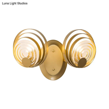 DecorBites™ Gold Metallic Circular Ripple Glass Wall Light for Modern Living Room - 1/2 Light Fixture