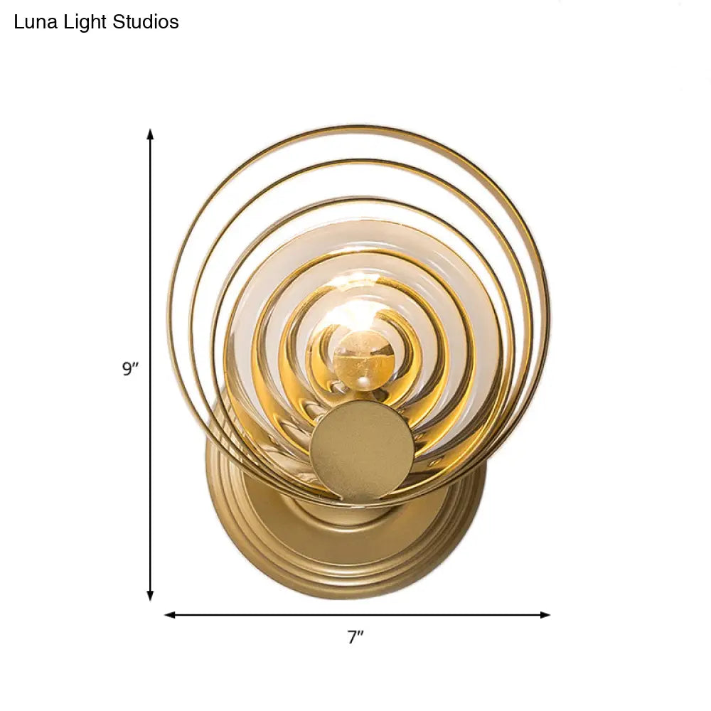 DecorBites™ Gold Metallic Circular Ripple Glass Wall Light for Modern Living Room - 1/2 Light Fixture