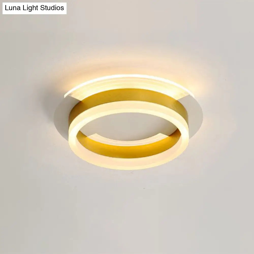 DecorBites™ DecorBites™ Gold Metallic LED Flushmount Ceiling Light with Warm/White Glow - Contemporary Circular Design