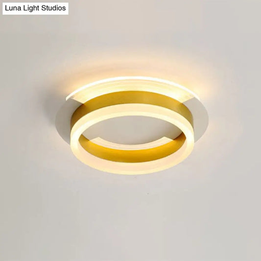 DecorBites™ DecorBites™ Gold Metallic LED Flushmount Ceiling Light with Warm/White Glow - Contemporary Circular Design