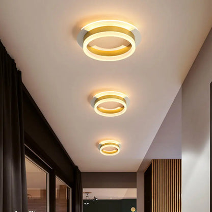 DecorBites™ DecorBites™ Gold Metallic LED Flushmount Ceiling Light with Warm/White Glow - Contemporary Circular Design