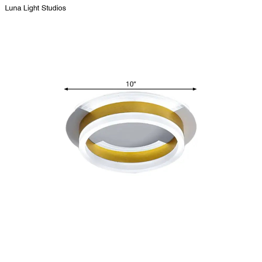 DecorBites™ DecorBites™ Gold Metallic LED Flushmount Ceiling Light with Warm/White Glow - Contemporary Circular Design