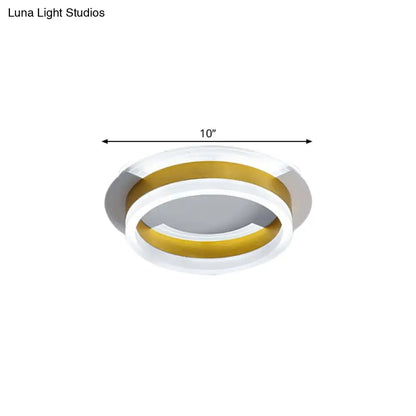 DecorBites™ DecorBites™ Gold Metallic LED Flushmount Ceiling Light with Warm/White Glow - Contemporary Circular Design