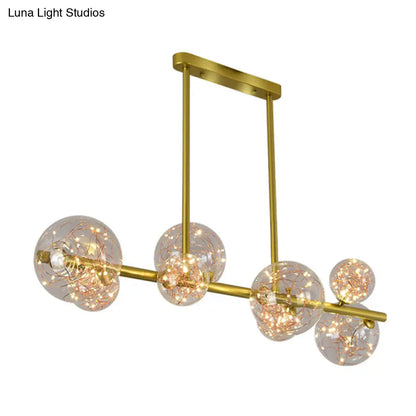 DecorBites™ Gold Mid-Century Pendant Light - Stylish Spherical Clear Glass Ceiling Fixture for Dining Table