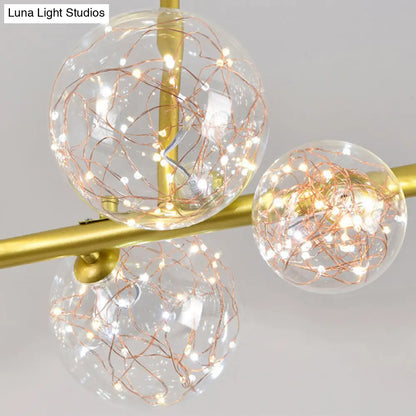 DecorBites™ Gold Mid-Century Pendant Light - Stylish Spherical Clear Glass Ceiling Fixture for Dining Table
