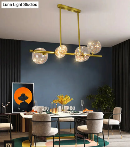 DecorBites™ Gold Mid-Century Pendant Light - Stylish Spherical Clear Glass Ceiling Fixture for Dining Table