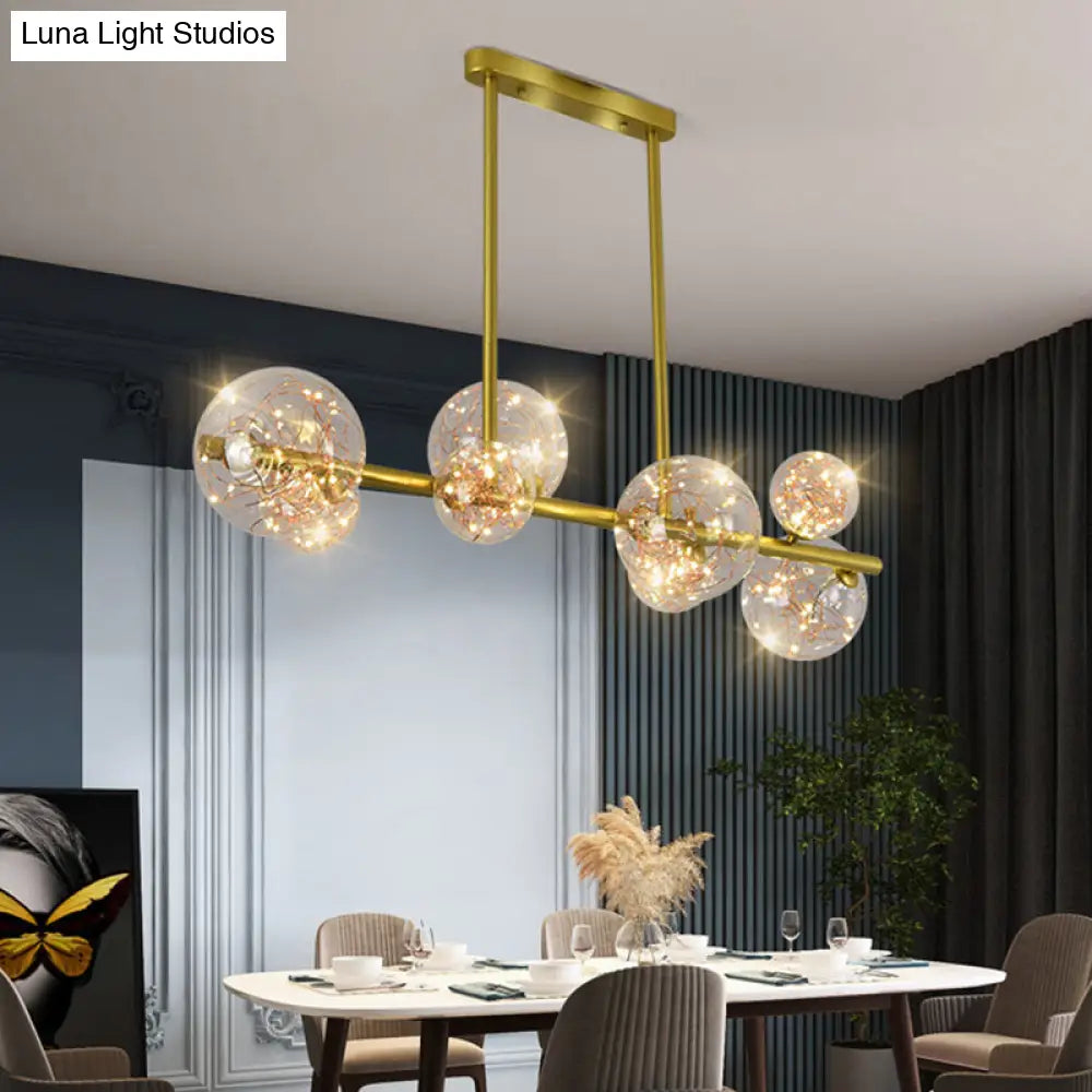 DecorBites™ Gold Mid-Century Pendant Light - Stylish Spherical Clear Glass Ceiling Fixture for Dining Table