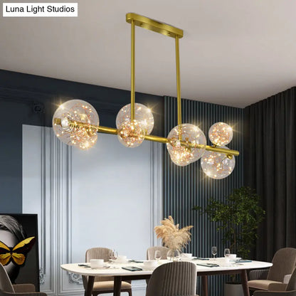DecorBites™ Gold Mid-Century Pendant Light - Stylish Spherical Clear Glass Ceiling Fixture for Dining Table