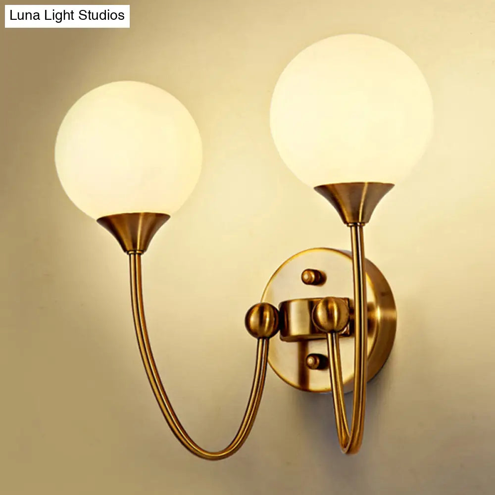 DecorBites™ DecorBites™ Gold Milk Glass Wall Sconce: Elegant and Stylish 1/2 Lights Wall Light with Ball Shade for Living Room Mirror