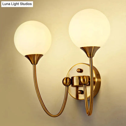 DecorBites™ DecorBites™ Gold Milk Glass Wall Sconce: Elegant and Stylish 1/2 Lights Wall Light with Ball Shade for Living Room Mirror