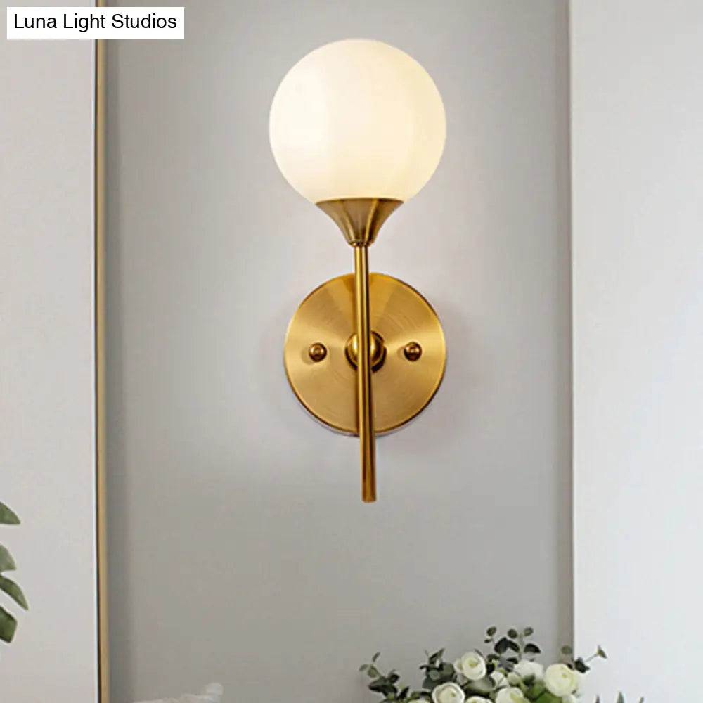 DecorBites™ DecorBites™ Gold Milk Glass Wall Sconce: Elegant and Stylish 1/2 Lights Wall Light with Ball Shade for Living Room Mirror