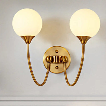 DecorBites™ DecorBites™ Gold Milk Glass Wall Sconce: Elegant and Stylish 1/2 Lights Wall Light with Ball Shade for Living Room Mirror